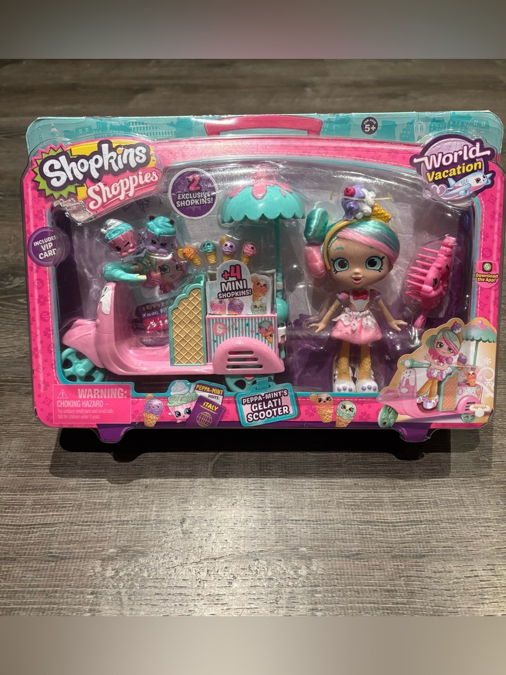 Shopkins Shoppies Peppa-Mint’s Gelati Scooter World Vacation NIB Rare 2017
